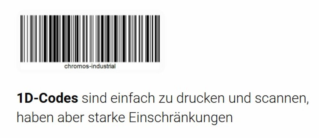 1D-Codes sind einfach zu drucken und zu scannen, haben aber starke Einschränkungen.
